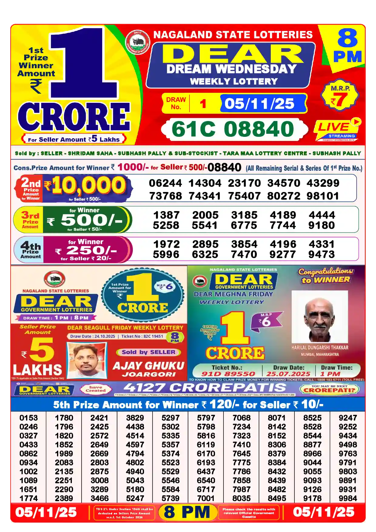 Lottery Sambad 05.11.25 Dear Lottery Result 8pm